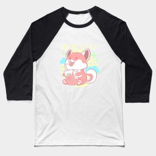 Kawaii Aesthetics Japanese Strawberry Milk Shake かわいい Fox - Pink - Strawberry Milk Baseball T-Shirt